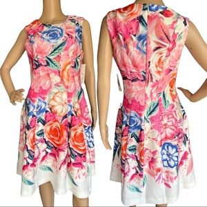 ELIZA J MIDI FLORAL PINK MULTICOLOR‎ DRESS SIZE 8